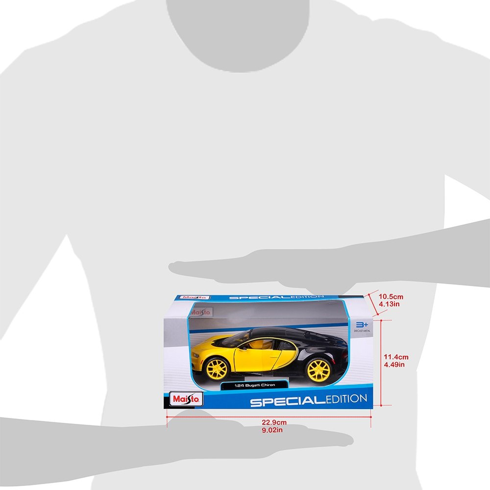 Carrinho Maisto 1:24 SE Bugatti Chiron Preto/Amarelo