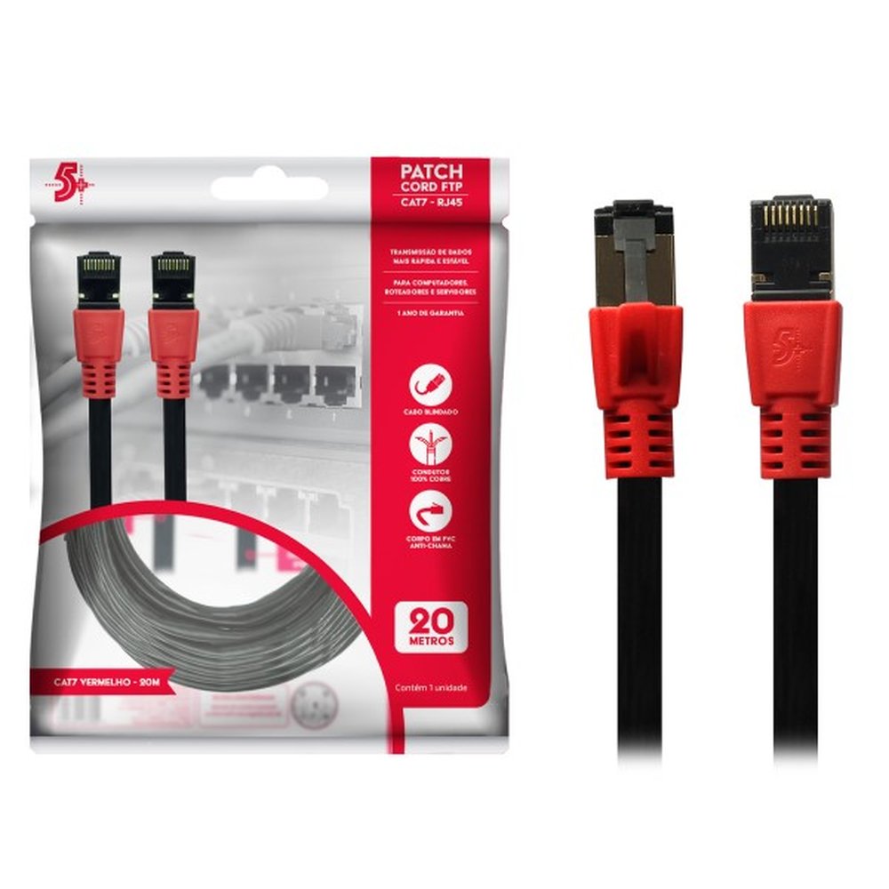Cabo Patch Info - Patch Cord CAT7 FTP 600 MHZ / 10 GBPS - 20m - Vermelho