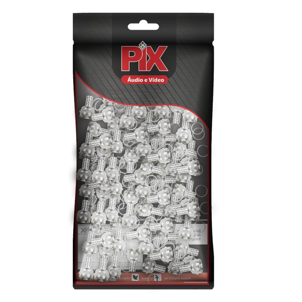 100x Conector F Para Crimpar - RG59 - Com anel