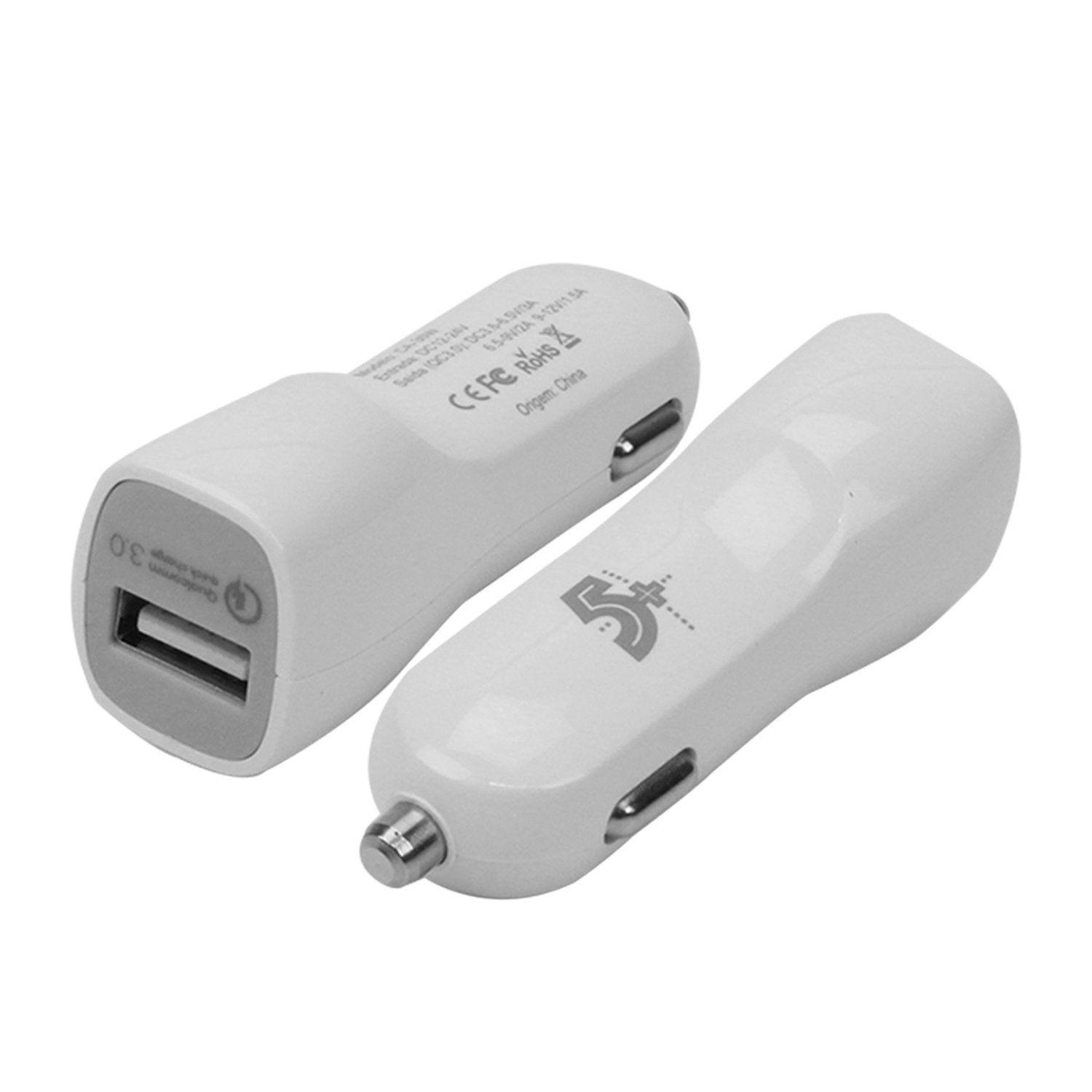 Fonte USB Mobile - USB Automotivo - Quick Charge - Branco