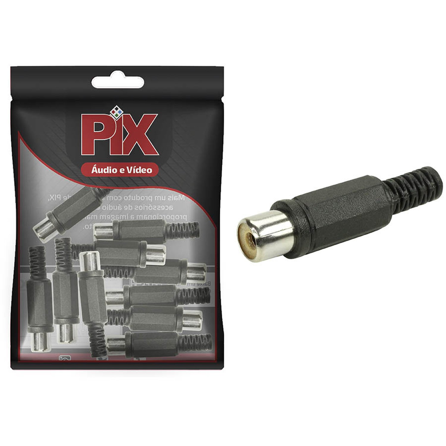 Jack RCA Plástico - Preto - Fêmea