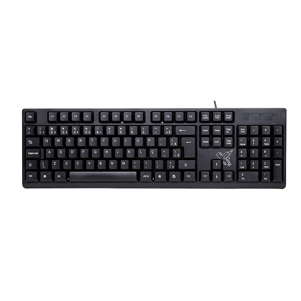 Teclado com Fio Maxprint Universitário - USB 2.0, Padrão ABNT-2, Preto