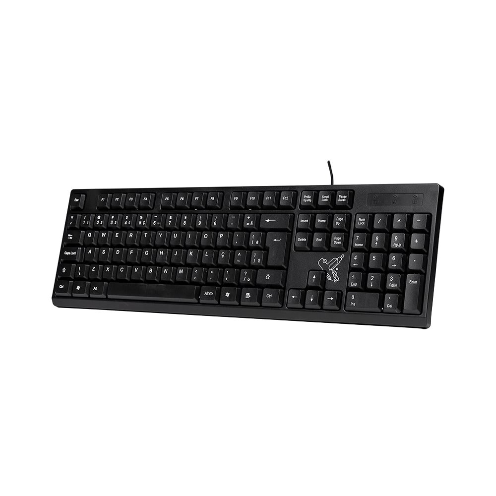 Teclado com Fio Maxprint Universitário - USB 2.0, Padrão ABNT-2, Preto