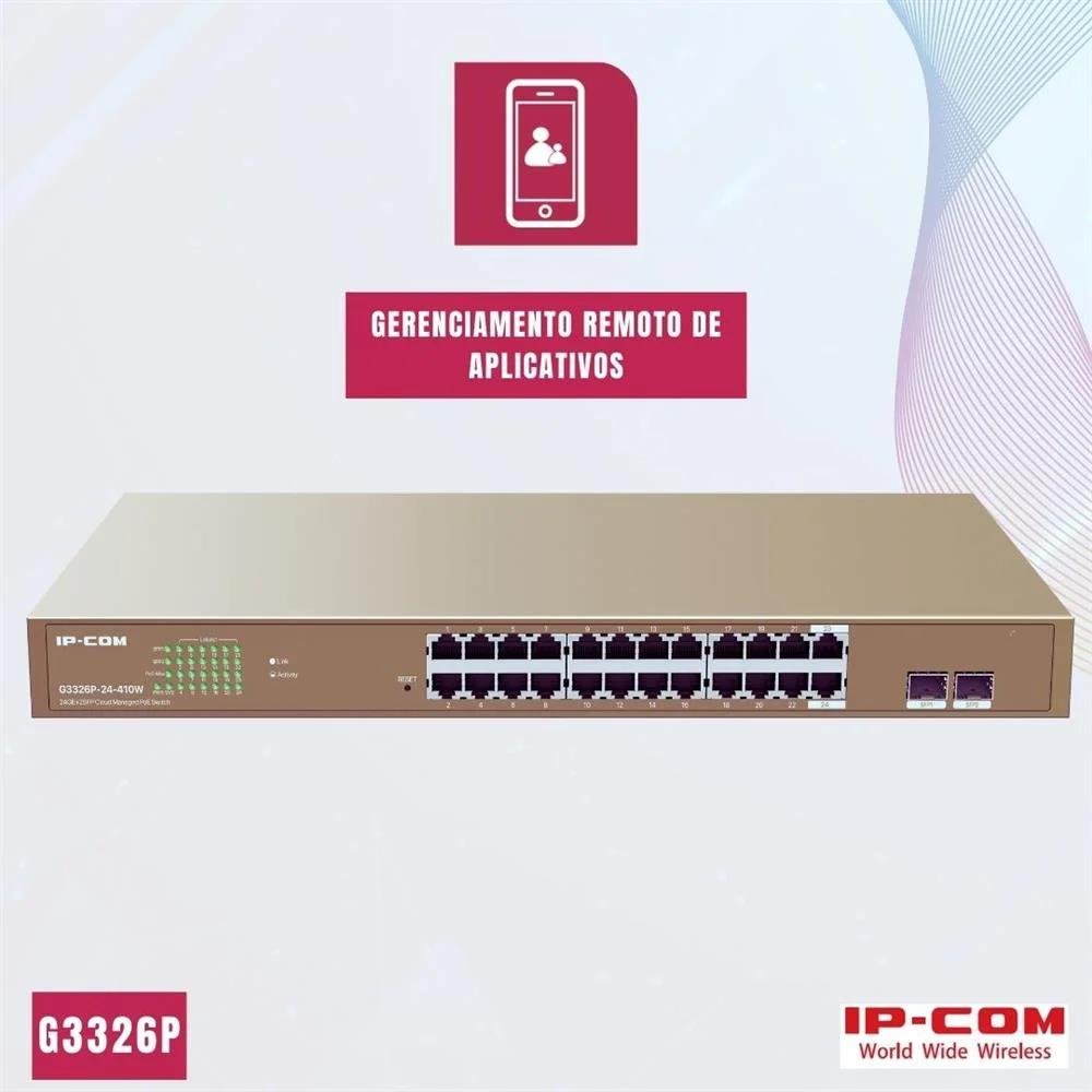 Switch 24p Ip-com G3326p-24-410w g +2sfp