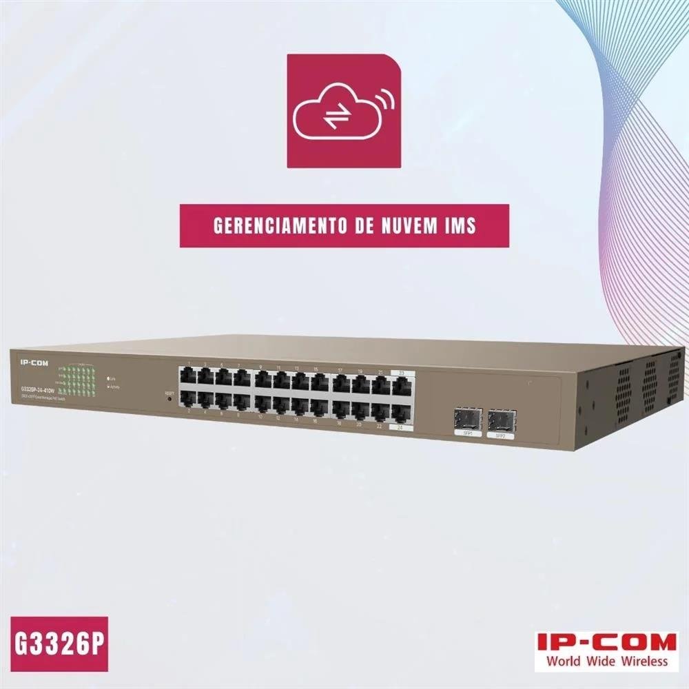 Switch 24p Ip-com G3326p-24-410w g +2sfp