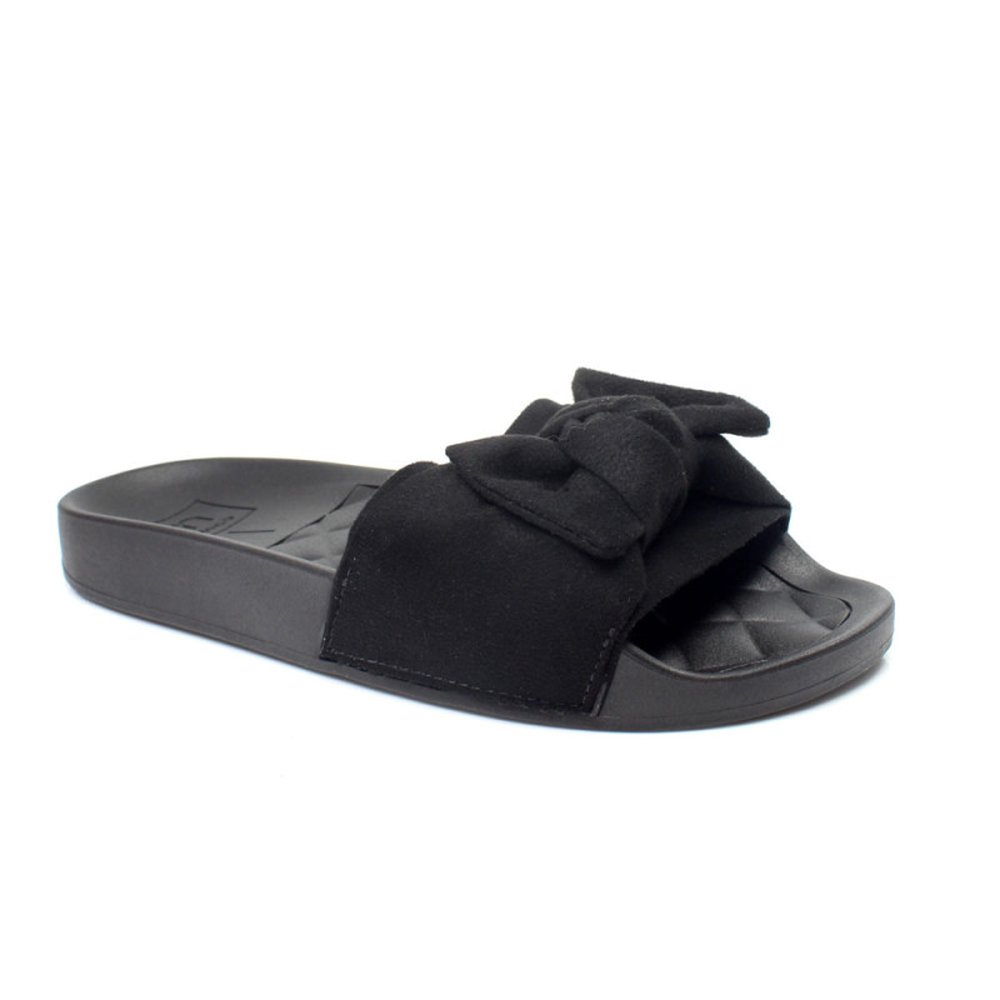 Chinelo Slide Moleca 5414.104 (34-39) Camurça 5881- Preto 15745