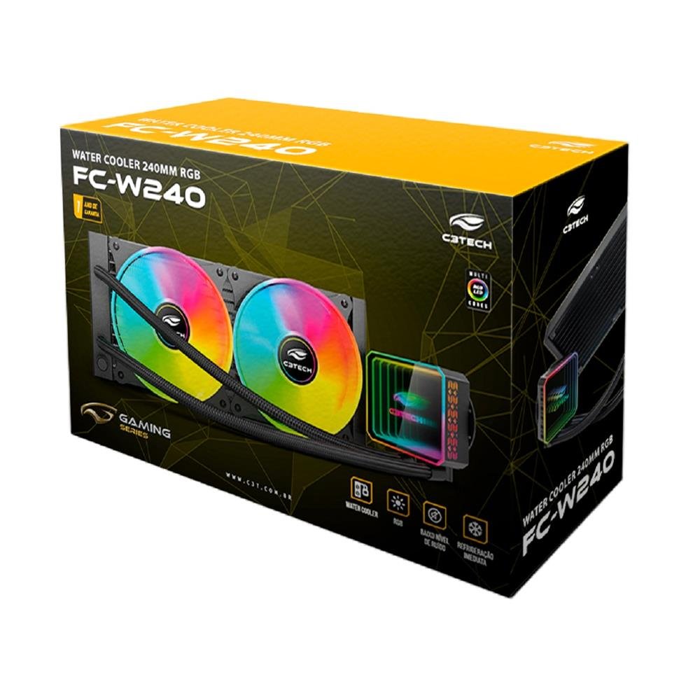 Water Cooler C3tech Fc-W240 Rgb, 240Mm, Intel E Amd, Preto