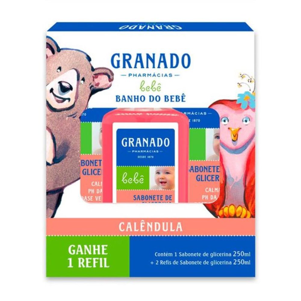 Kit Banho Granado Bebê Calêndula 1 Sabonete Líquido 250ml + 2 Refis 250ml