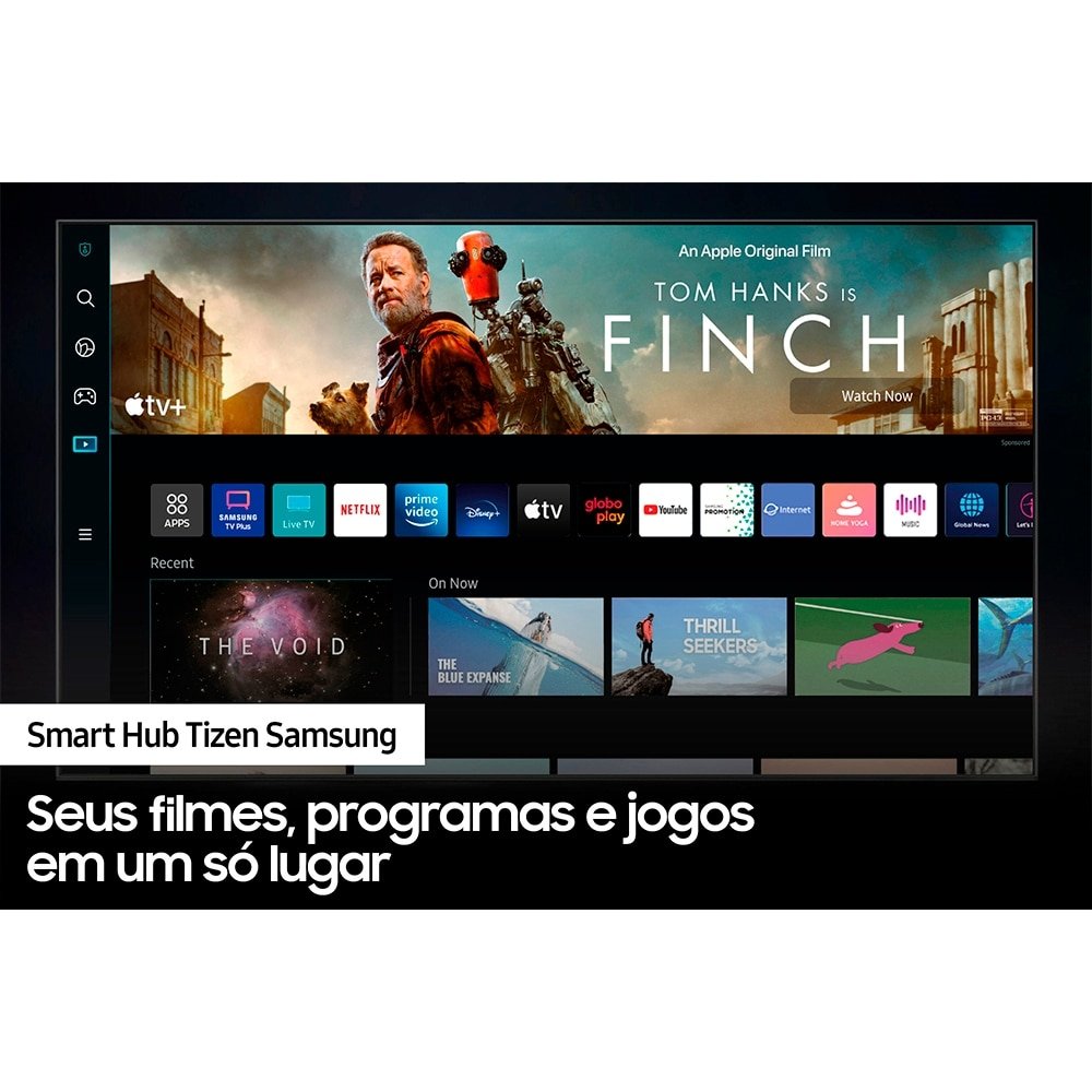 Smart TV 65" Samsung Crystal UN65CU7700GXZD 4K Tizen UHD com Wi-Fi, com 1 USB, 3 HDMI, 60 Hz