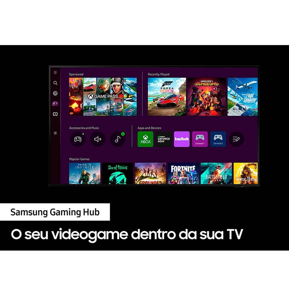 Smart TV 65" Samsung Crystal UN65CU7700GXZD 4K Tizen UHD com Wi-Fi, com 1 USB, 3 HDMI, 60 Hz