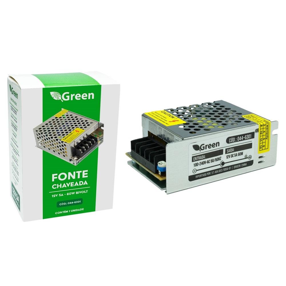 Fonte Chaveada Metal 12V 5A - 60W Bivolt