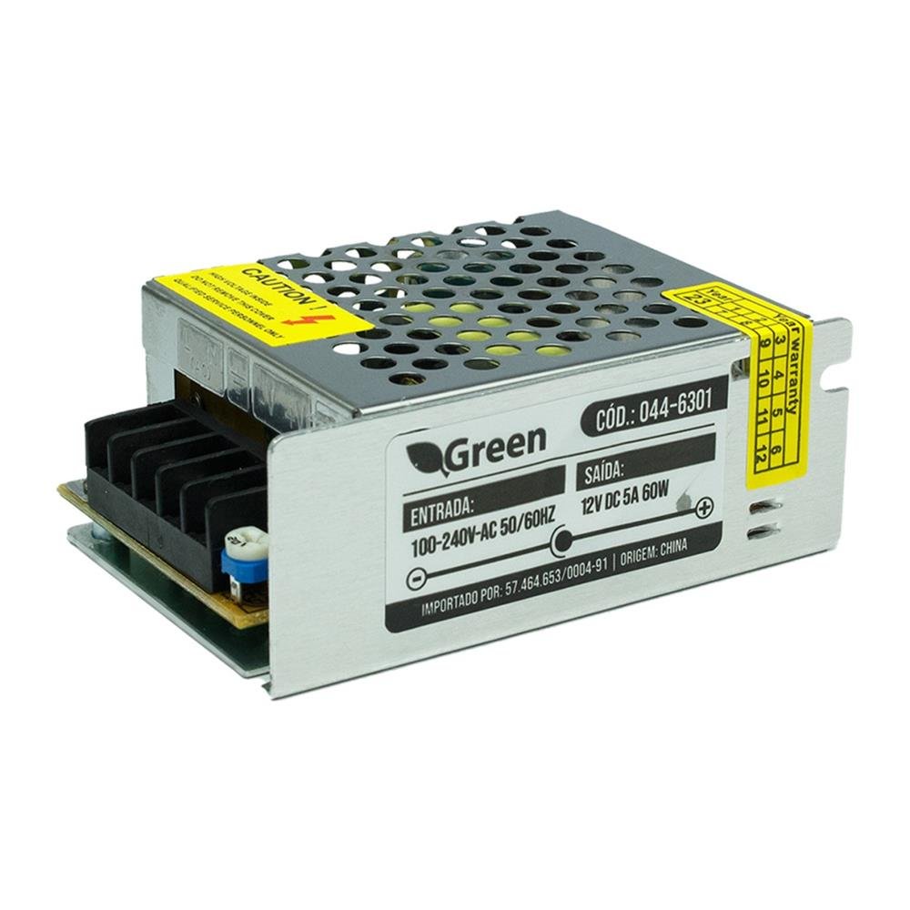 Fonte Chaveada Metal 12V 5A - 60W Bivolt