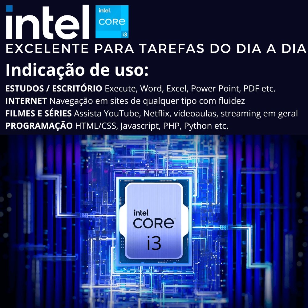 Computador Completo 3green Desktop Intel Core i3 4GB Monitor 21.5" Full HD HDMI SSD 128GB Windows 10 3D-101
