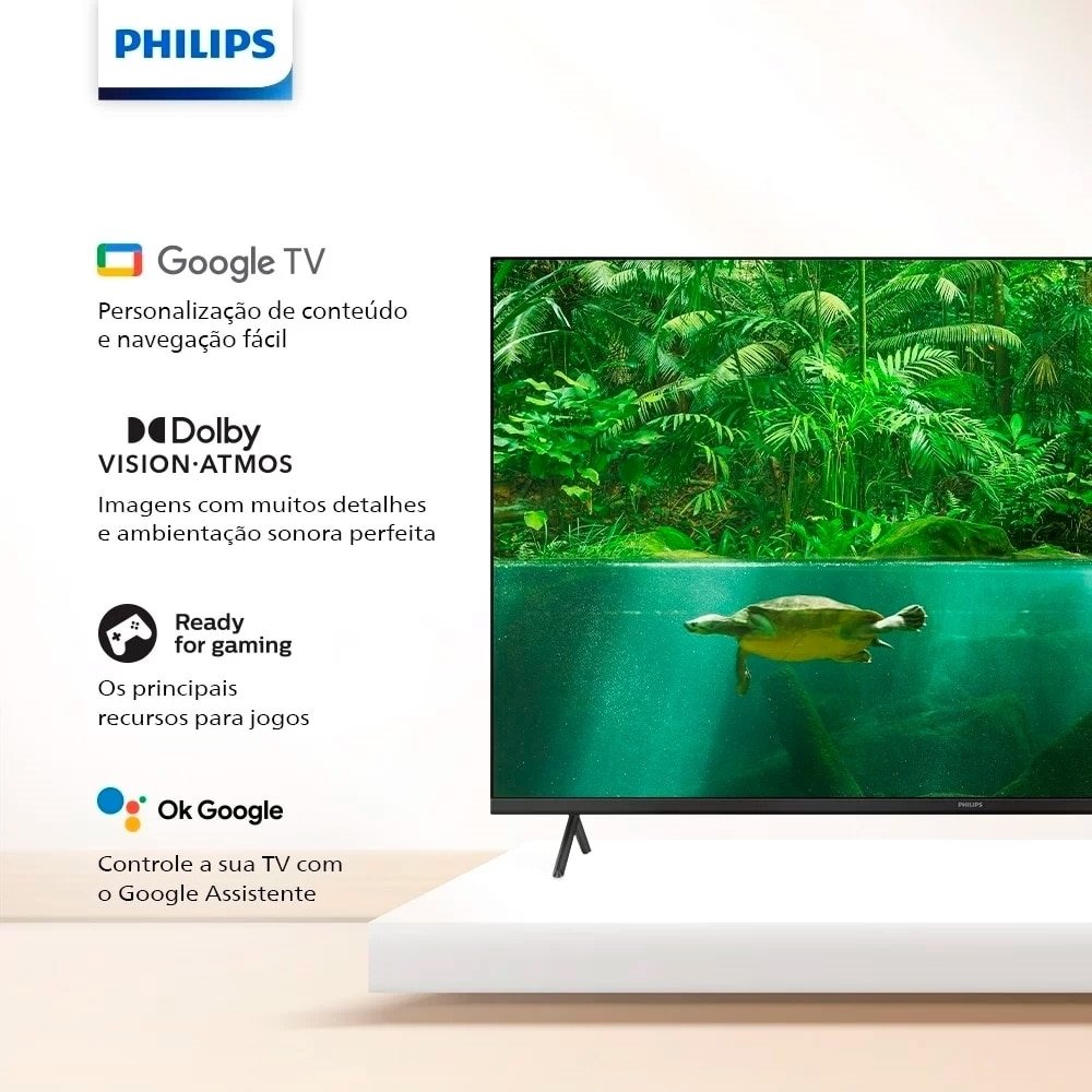 Smart TV LED 55" Philips 55PUG7408/78 - 4K UHD com Wi-Fi, com 2 USB, 3 HDMI, 60 Hz