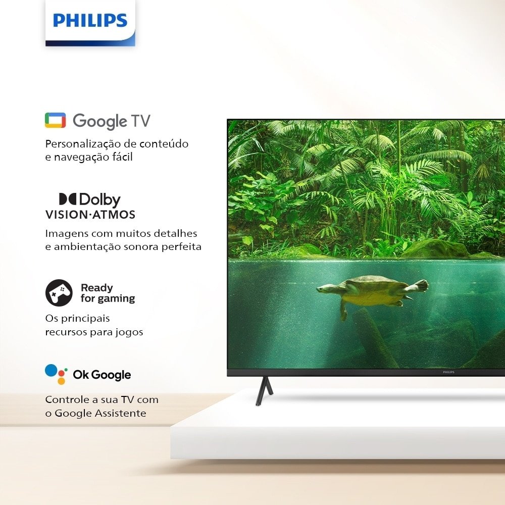 Smart TV LED 70" Philips 70PUG7408/78 4K UHD com Wi-Fi, com 2 USB, 4 HDMI, 60 Hz
