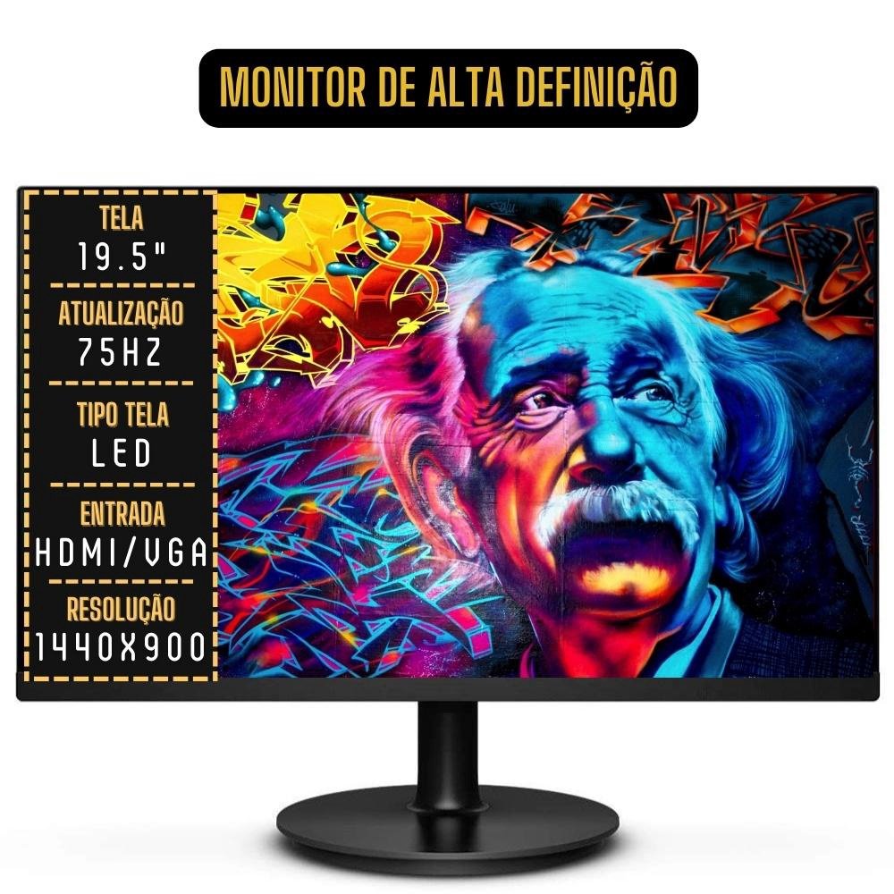 Computador Completo Intel Core i5 8GB SSD 512GB Windows 10 Monitor LED 19.5" HDMI 3green Windows 10