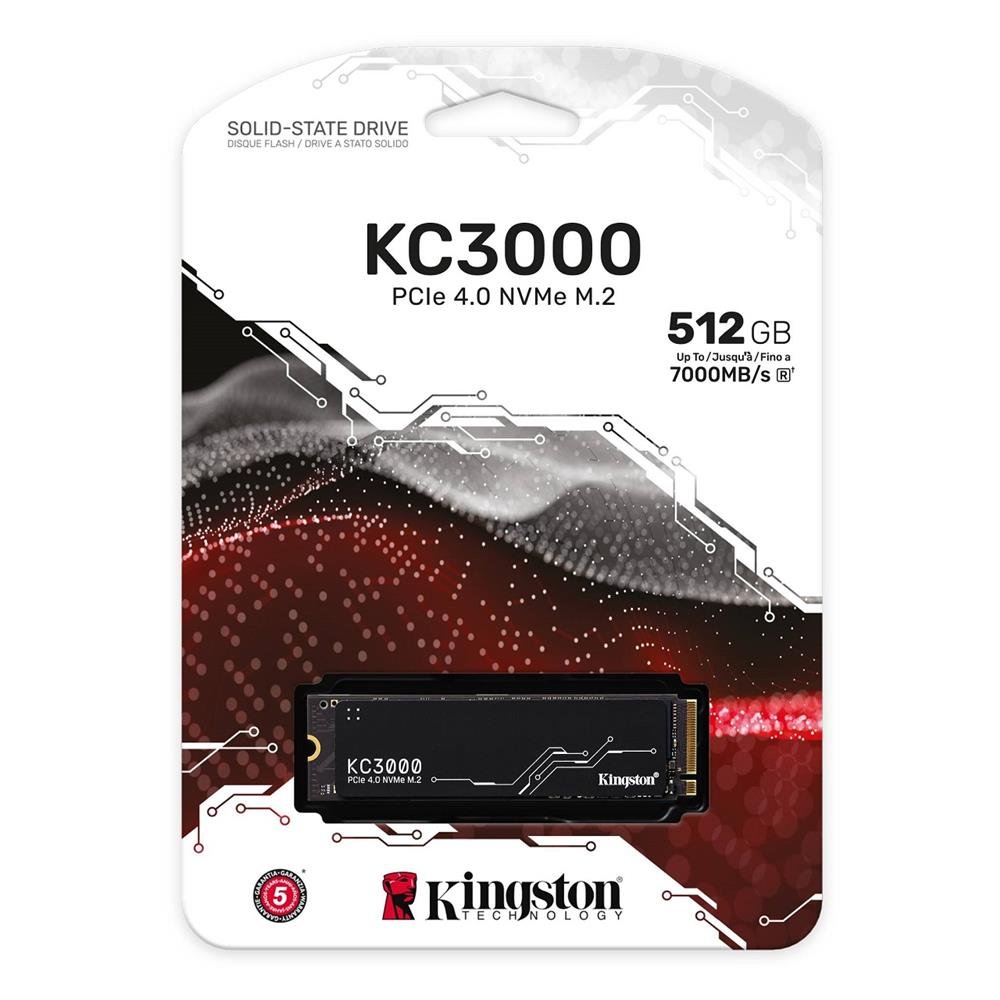 SSD Kingston KC3000, 512GB, M.2, NVMe 2280, Leitura 7.000MB/s, Gravação 3.900MB/s