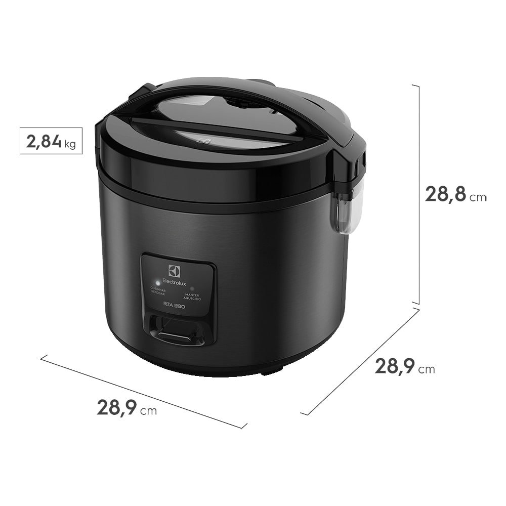 Panela Elétrica Electrolux ERC30, 10 Xícaras, 3,5 Litros, Inox Preto, 220V