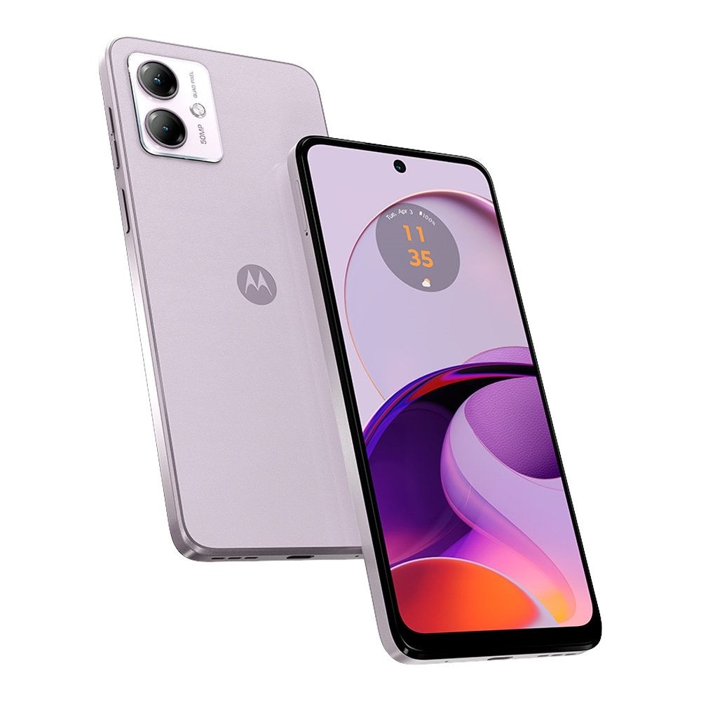 Smartphone Motorola G14 Xt2341-1,Lilac Vegan Leather,Tela 6.5",4G+Wi-Fi,Câm.Traseira Dupla,Câm.Frontal 8 Mp,4 Gb Ram,128 Gb