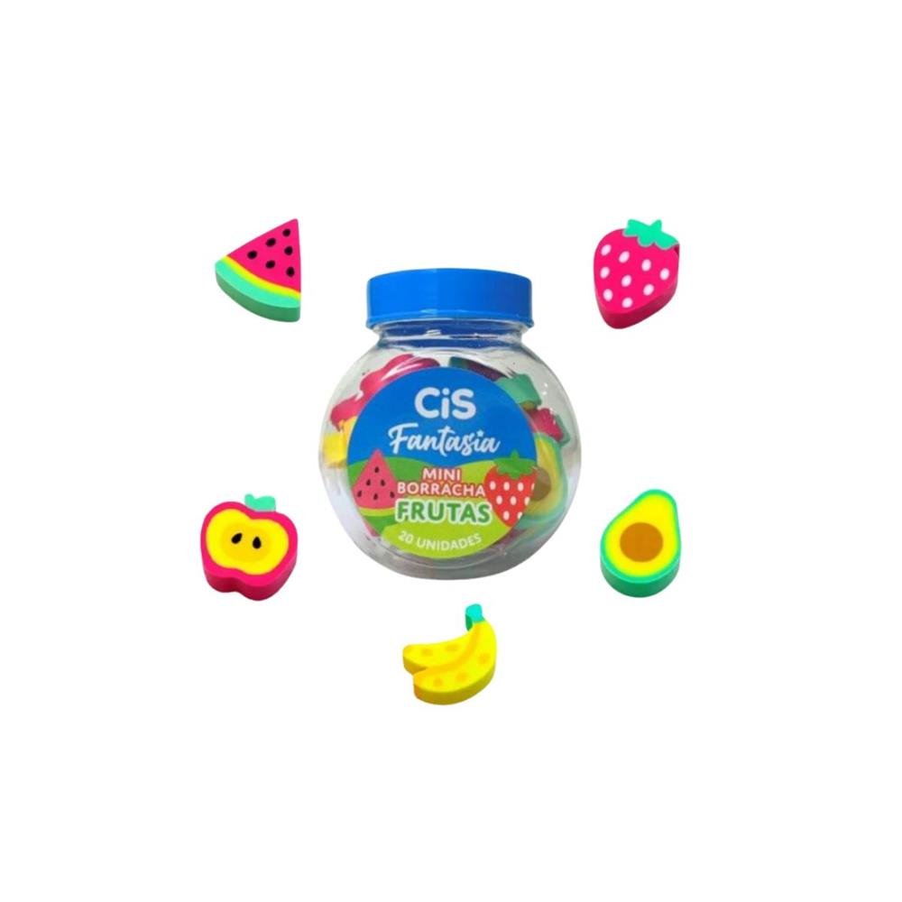 Mini Pote Borrracha Fantasia Cis Mini Frutas Com 20 Unidades