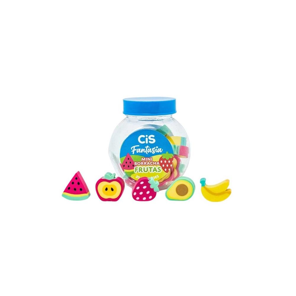 Mini Pote Borrracha Fantasia Cis Mini Frutas Com 20 Unidades