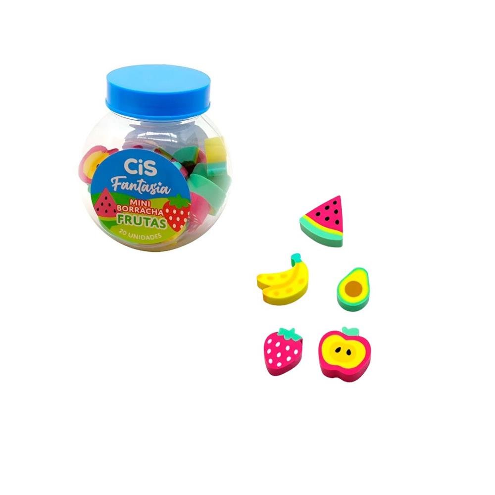 Mini Pote Borrracha Fantasia Cis Mini Frutas Com 20 Unidades