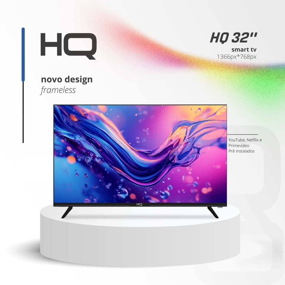 Smart TV LED 32" HQ HD com Conversor Digital Externo 3 HDMI 2 USB WI-FI ...
