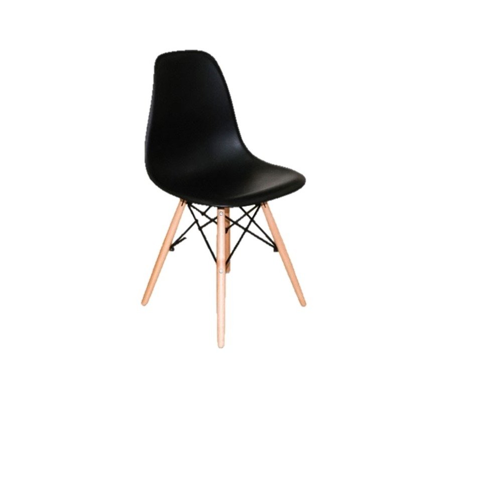 Conjunto Mesa Jantar Quadrada Eiffel 80cm Preto Mdf + 4 cadeiras Charles Eames