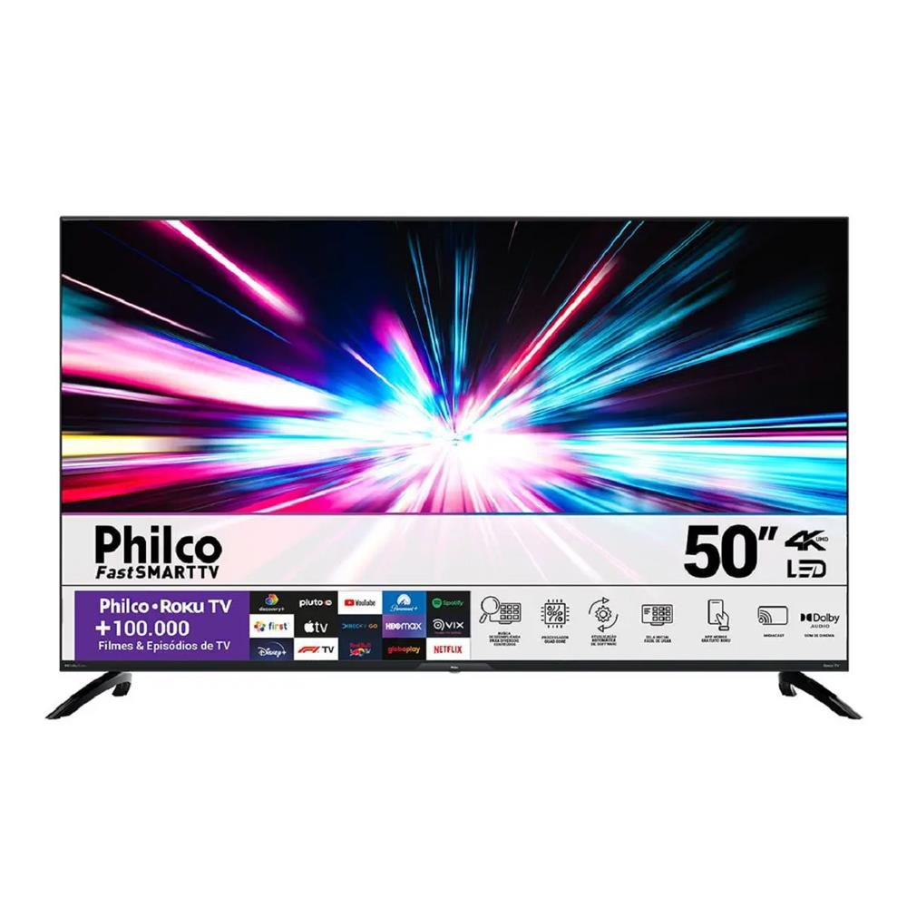 Smart TV 50¿ Philco 4K PTV50G7ER2CPBL Roku Led Dolby Áudio
