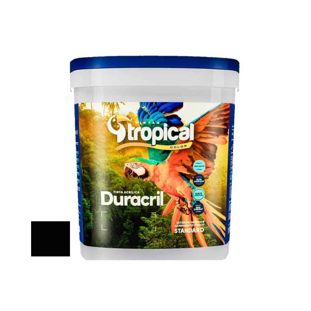 Tinta Tropical Acrílica Duracril Standard Preto 15L