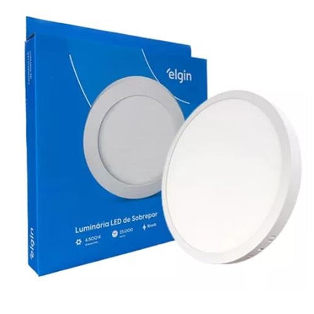 Plafon Painel Elgin Embutir Redondo 24w 6500k