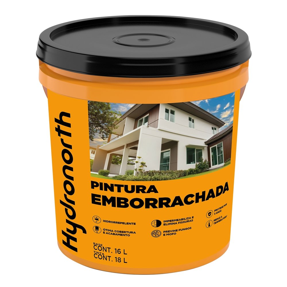 Pintura Emborrachada Hydronorth Impermeabilizante Crômio Balde 18 Litros