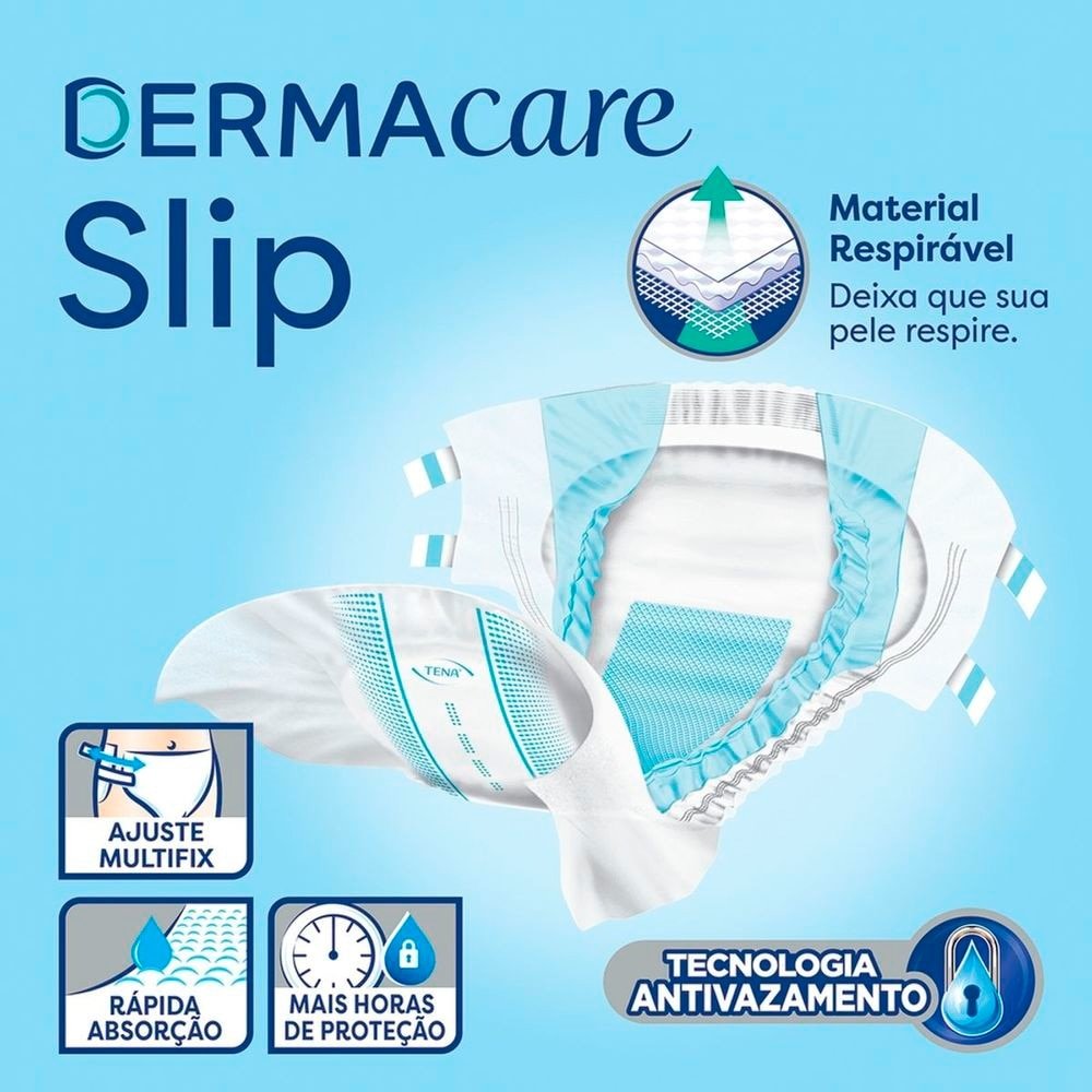 Fralda Descartável Adulto Tena - Slip Dermacare Tamanho M - 3 Pacotes com 24 Tiras