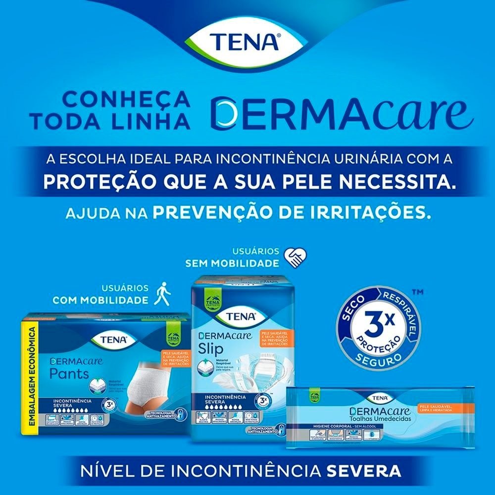 Fralda Descartável Adulto Tena - Slip Dermacare Tamanho M - 3 Pacotes com 24 Tiras