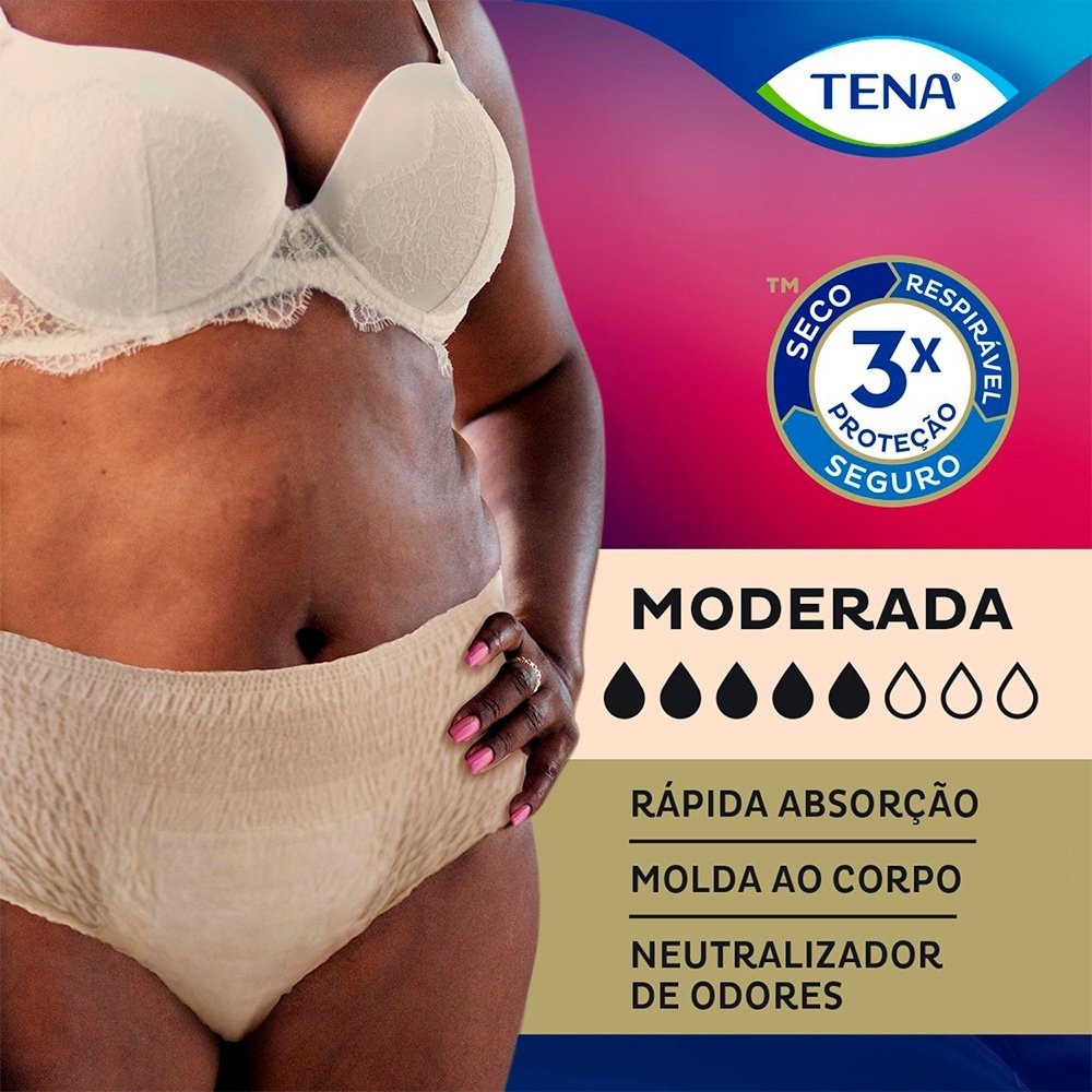 Fralda Descartável Adulto Tena - Discreet Nude Tamanho G/EG - 4 Pacotes com 16 Tiras