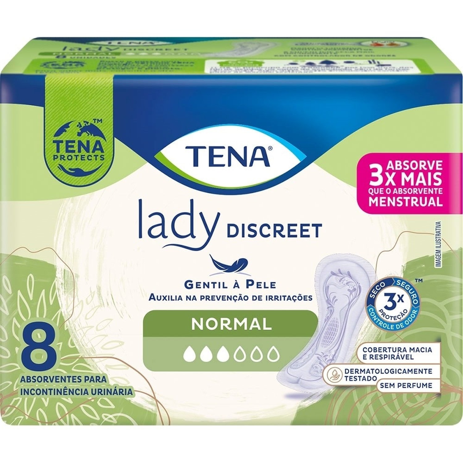 Absorvente Tena Geriátrico Lady Normal - Embalagem com 8 Unidades
