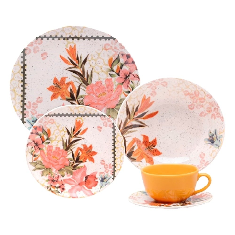 Aparelho Jantar/Chá Oxford Unni Buque Tropical - Kit com 20 Peças