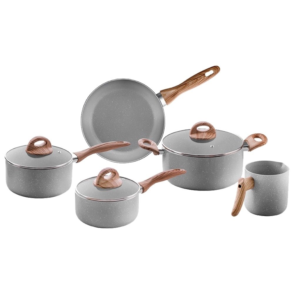 Jogo de Panelas Brinox Ceramic Life | Smart Plus Gris Antiaderente, Cinza Claro, 5 Peças