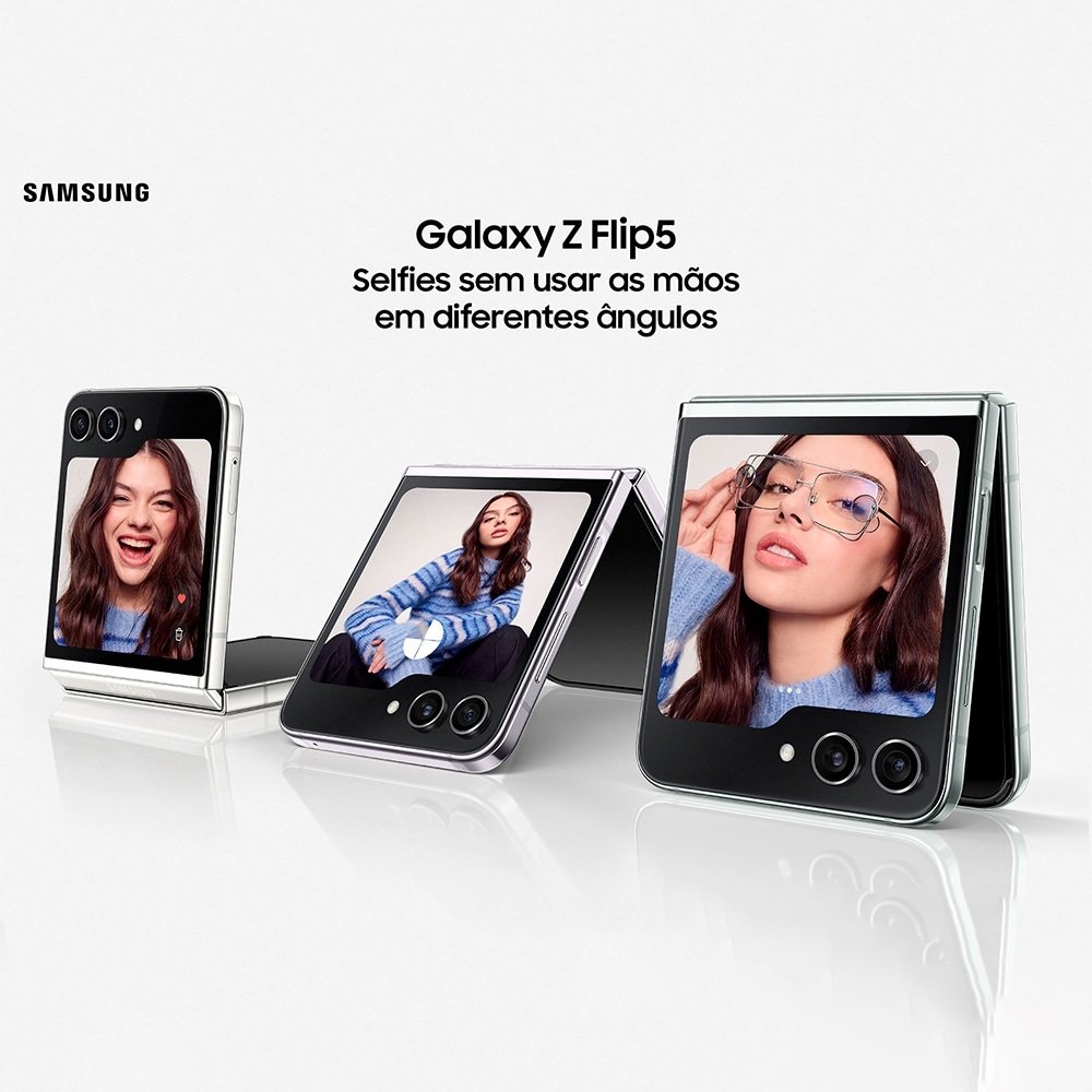 Smartphone Samsung Galaxy Z Flip 5, Grafite, Tela 6.7", 5G+Wi-Fi+NFC, Câm. Traseira Dupla, Câm. Frontal 10MP, 8GB RAM, 512GB