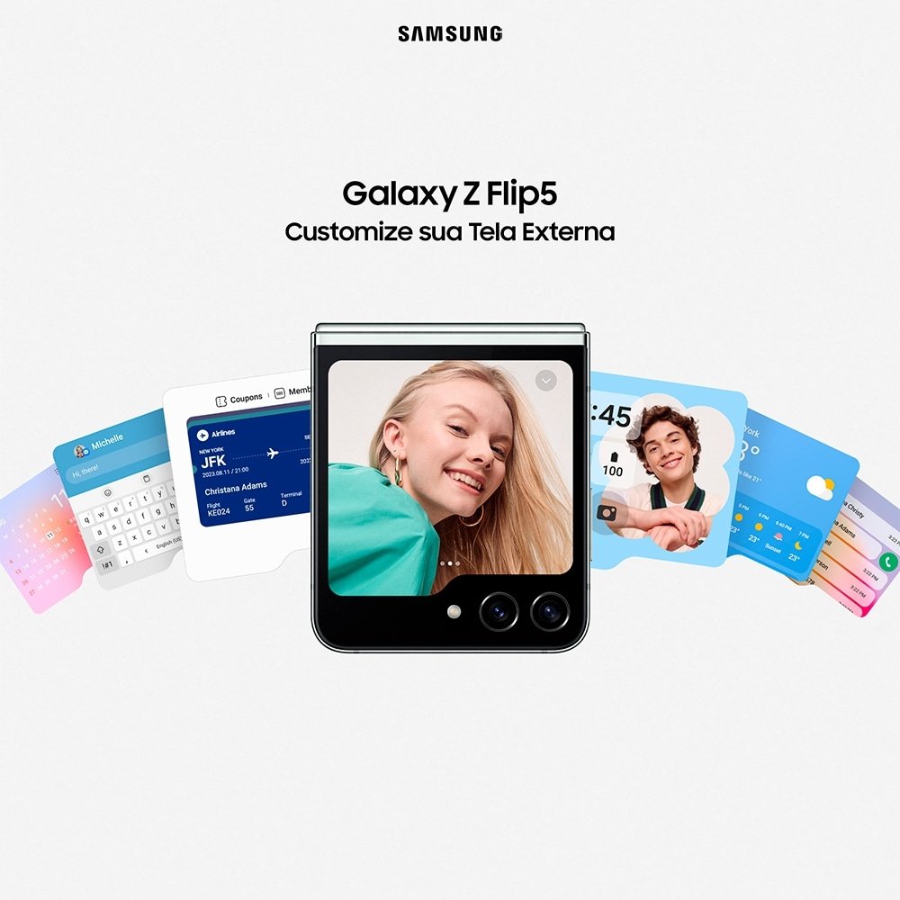 Smartphone Samsung Galaxy Z Flip 5, Grafite, Tela 6.7", 5G+Wi-Fi+Nfc, Câm. Traseira Dupla, Câm. Frontal 10Mp, 8Gb Ram, 256Gb