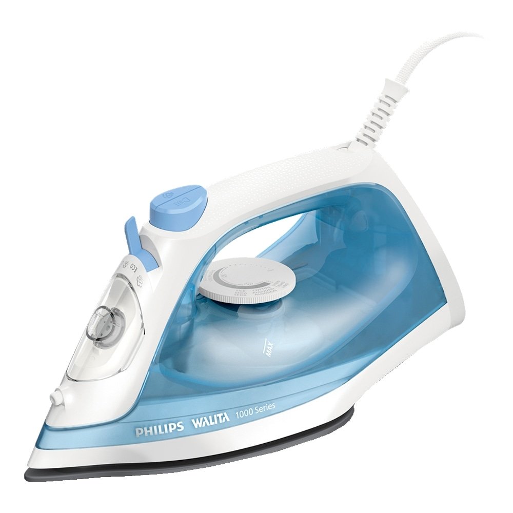 Ferro de Passar a Vapor Philips Walita DST1050 - Serie 1000 com Base Antiaderente, Branco/Azul, 110V