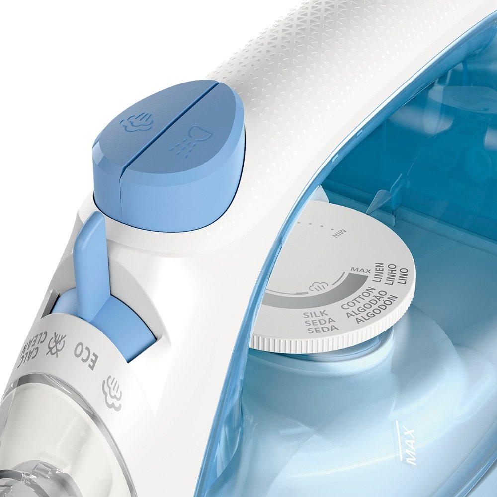 Ferro de Passar a Vapor Philips Walita DST1050 - Serie 1000 com Base Antiaderente, Branco/Azul, 110V