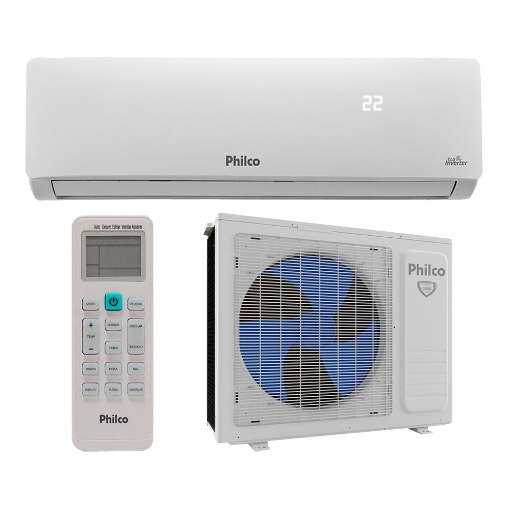 Ar Condicionado Split 24.000 BTUs Philco PAC24000IFM12W - Frio, Eco Inverter, Branco 220V - Kit Interno e Externo