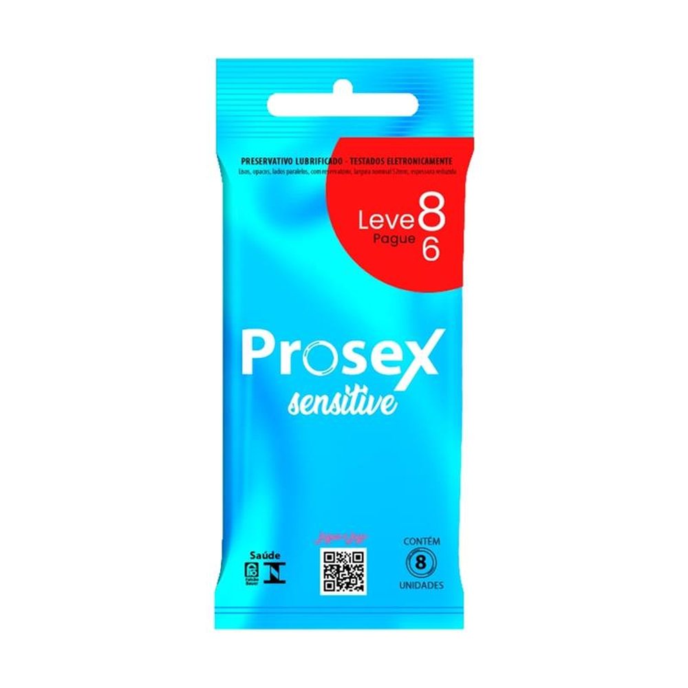 Preservativo Prosex Sensitive 6 Embalagens com 8 Unidades