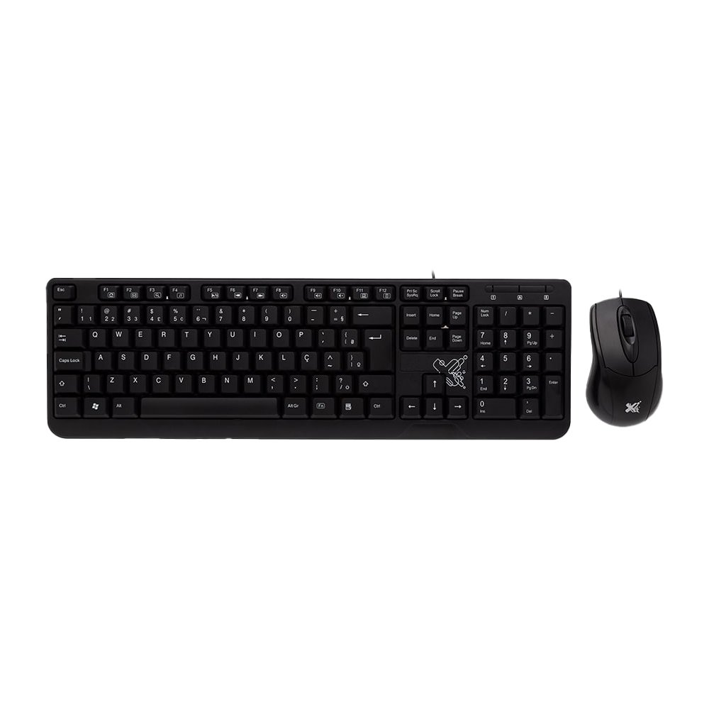 Kit Teclado e Mouse com Fio Maxprint - USB 2.0, 1000 DPI, Padrão ABNT-2, Preto