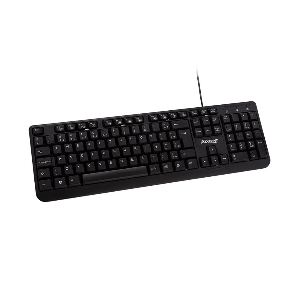 Kit Teclado e Mouse com Fio Maxprint - USB 2.0, 1000 DPI, Padrão ABNT-2, Preto