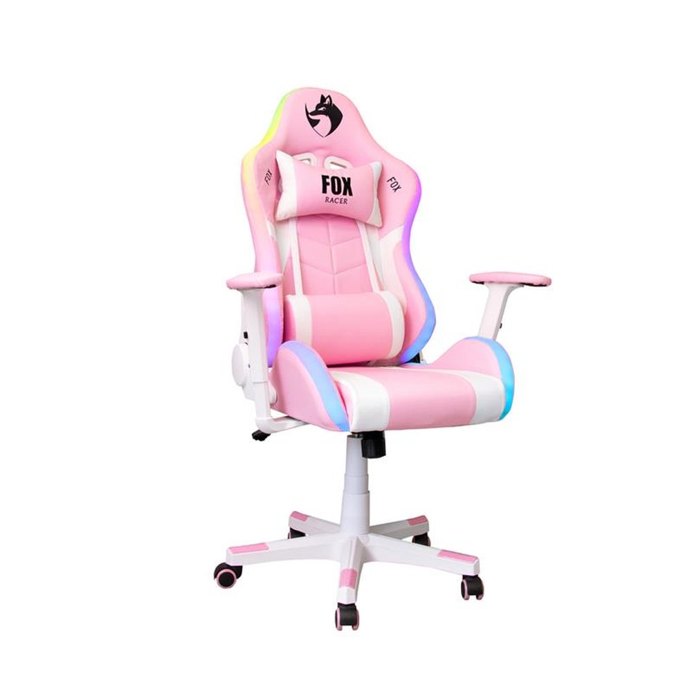 Cadeira Gamer Fox Racer RGB Rosa com Iluminação (Led) - Logo Preto