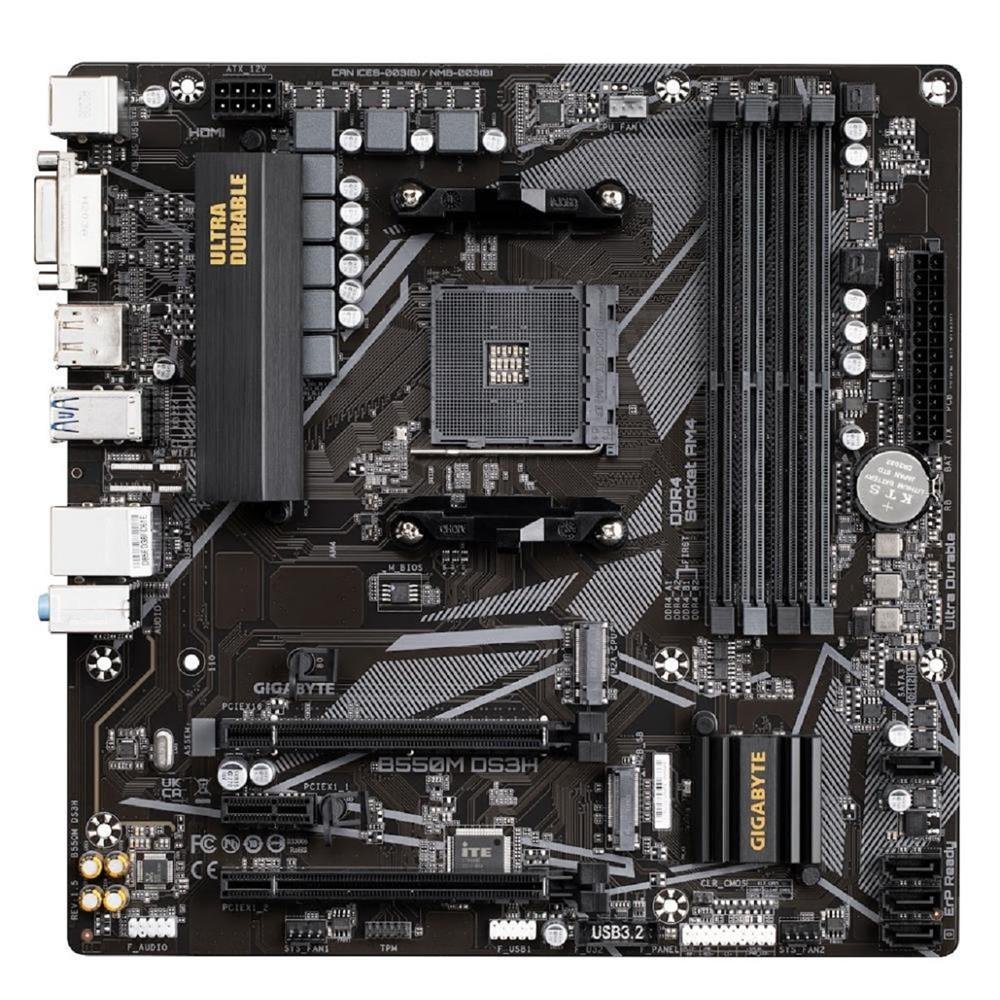 Placa Mãe Gigabyte B550M DS3H, AMD AM4, Micro ATX, DDR4
