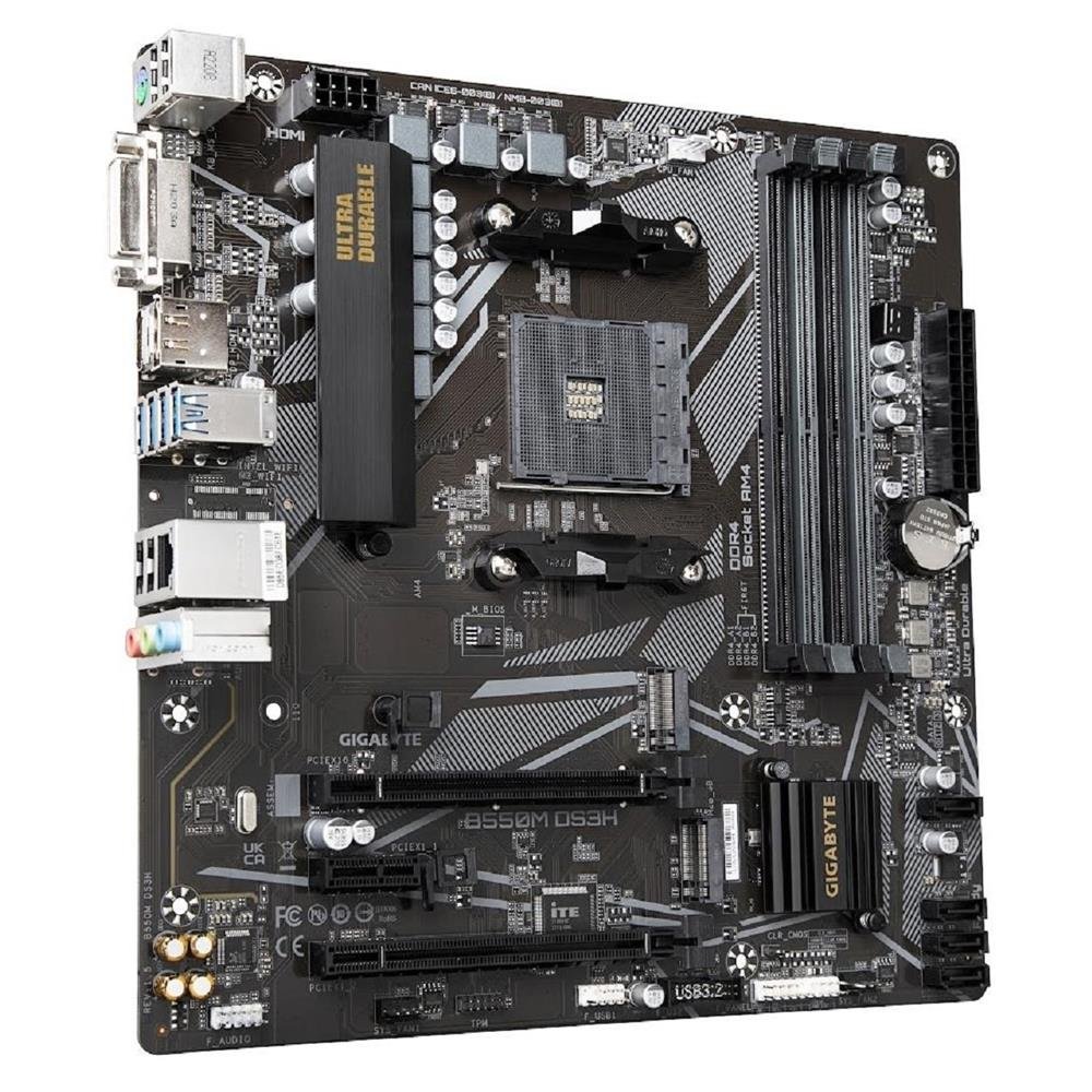 Placa Mãe Gigabyte B550M DS3H, AMD AM4, Micro ATX, DDR4