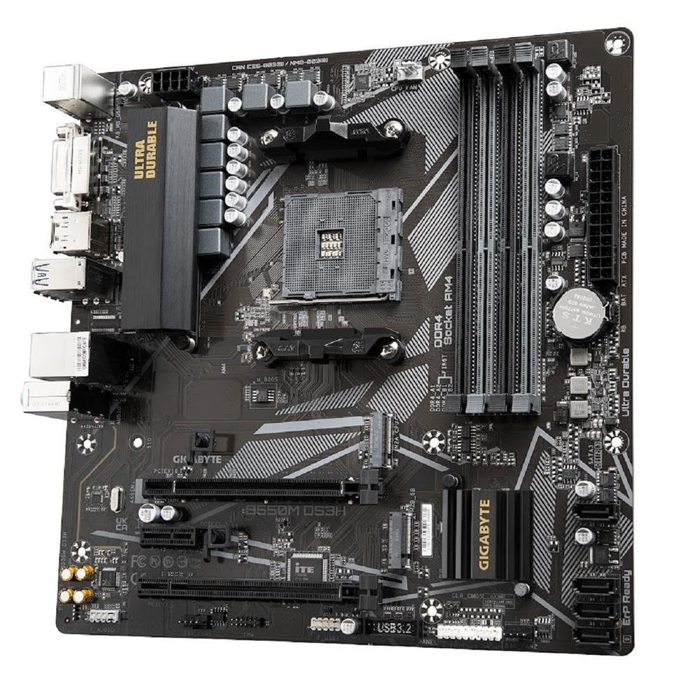 Placa Mãe Gigabyte B550M DS3H, AMD AM4, Micro ATX, DDR4